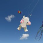 Cat kite sailing in the sky