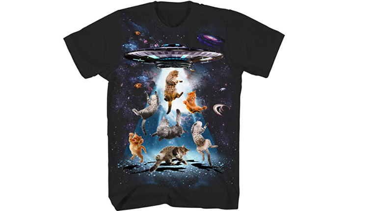 Katzen und UFO T-Shirt
