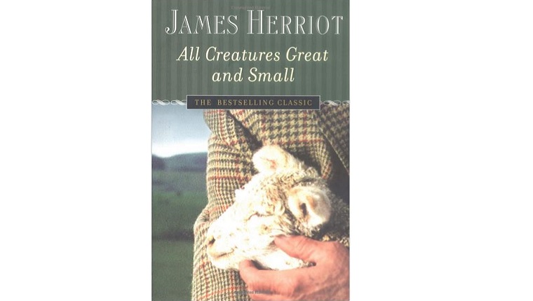 Titelbild für alle großen und kleinen Kreaturen. Ein Mann hält auf dem Land ein Lamm an die Brust.