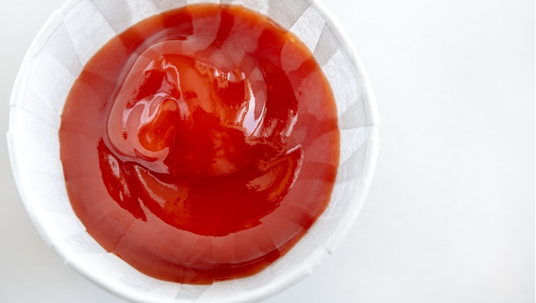 Ketchup-Sauce, direkt über der Ansicht