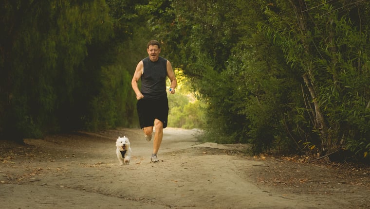 Dieser Mann läuft seit über zwei Monaten täglich Marathons mit seinen Hunden